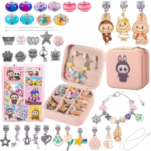 ZESTAW KORALIKÓW DO ROBIENIA BRANSOLETEK BIŻUTERII LABUBU KORALIKI