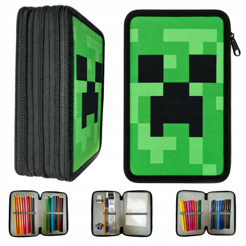 Piórnik rozkładany potrójny Minecraft z wyposażeniem Cripper
